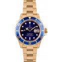 Rolex Yellow Gold Submariner 16618 Blue Dial WE01175